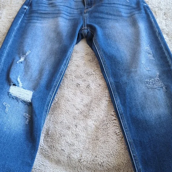 KanCan Medium Wash High Rise Distressed Double Button Skinny Blue Jeans Size 25 - Picture 4 of 5